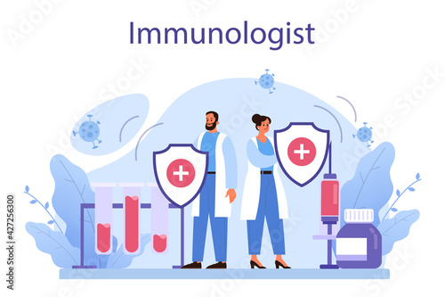 Professional immunologist. Idea of healthcare, virus prevention.