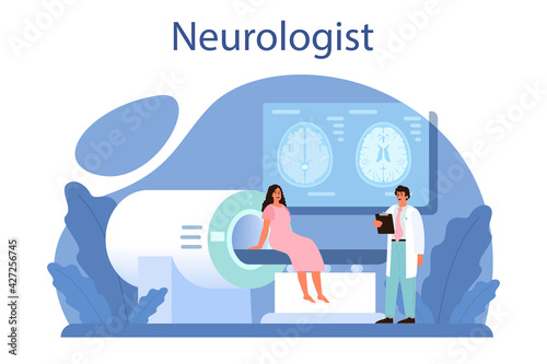 Neurologist concept. Doctor examine human brain. Idea of doctor caring