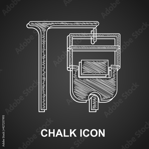 Chalk IV bag icon isolated on black background. Blood bag. Donate blood concept. The concept of treatment and therapy, chemotherapy. Vector