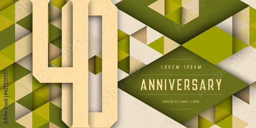 Anniversary emblems celebration logo, 40th birthday vector illustration, with texture background, modern geometric style and colorful polygonal design. 40 Anniversary template design, geometric design