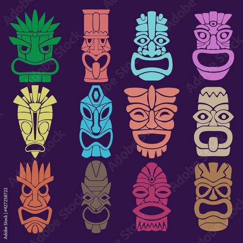 Wallpaper from a set of twelve pagan masks. The faces of various gods, spirits, and other mystical beings.