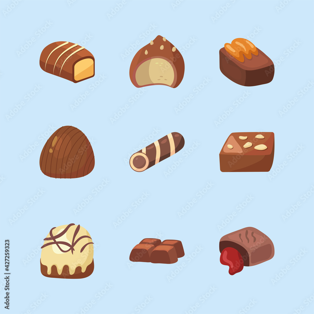 nine chocolates candies nine chocolates candies