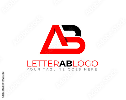 monogram anagram of letter A B in triangle shape