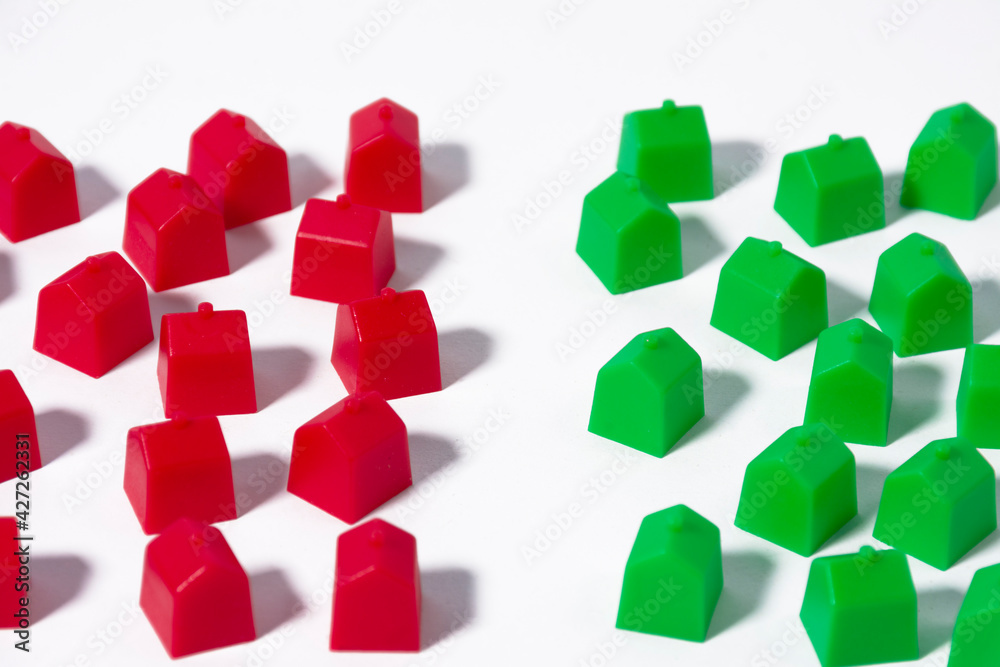 Two groups of colors houses Two groups of colors houses