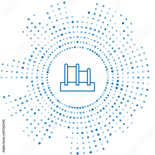 Blue line Sport horizontal bar icon isolated on white background. Abstract circle random dots. Vector
