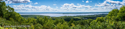 Panoramic view of Lac des Deux Montagnes during a beautiful sunny day in Quebec, Canada