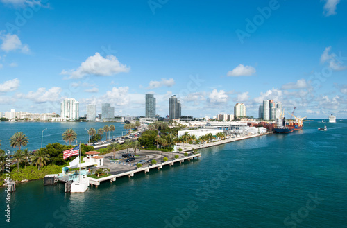 Miami Beach Skyline And A Port