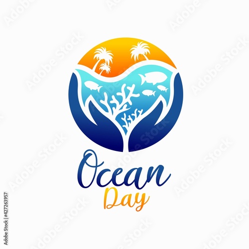 world ocean day vector  ocean day logo