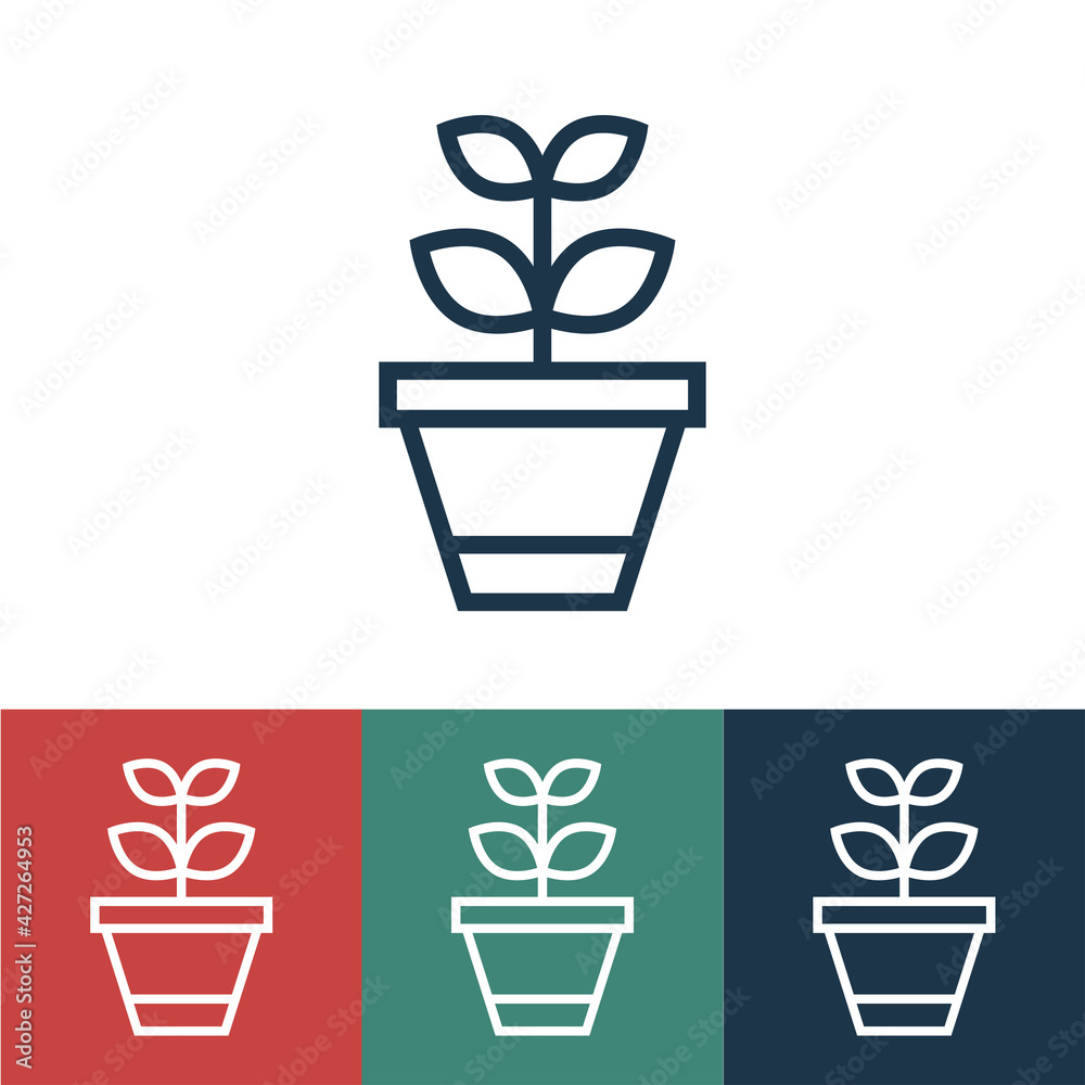 Line icon with plant in pot Line icon with plant in pot