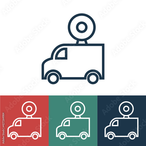 Linear vector icon car with donut