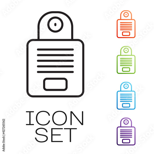 Black line Intercom icon isolated on white background. Set icons colorful. Vector