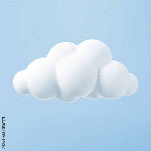 White 3d cloud isolated on a blue background. Render soft round cartoon fluffy cloud icon in the blue sky. 3d geometric shape vector illustration © janevasileva