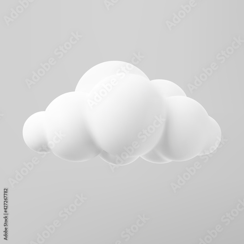 3d render of a cloud mock up isolated on a grey background. Soft round cartoon fluffy cloud icon. 3d geometric shape vector illustration © janevasileva