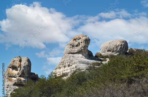 Stone Sphinxes of the Karalez Valley near the village of Zalesnoye, Crimea. © Mizikevitch