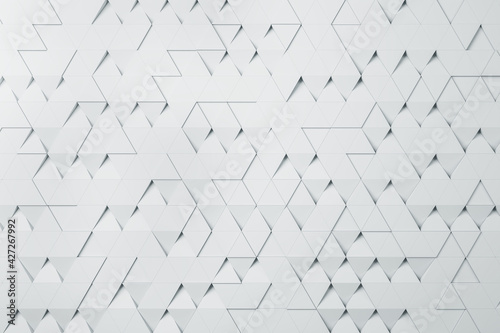 Fototapeta Naklejka Na Ścianę i Meble -  White triangular particles background abstract design. Wallpaper concept, 3d rendering