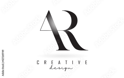 AR a r letter design logo logotype concept with serif font and elegant style vector illustration.