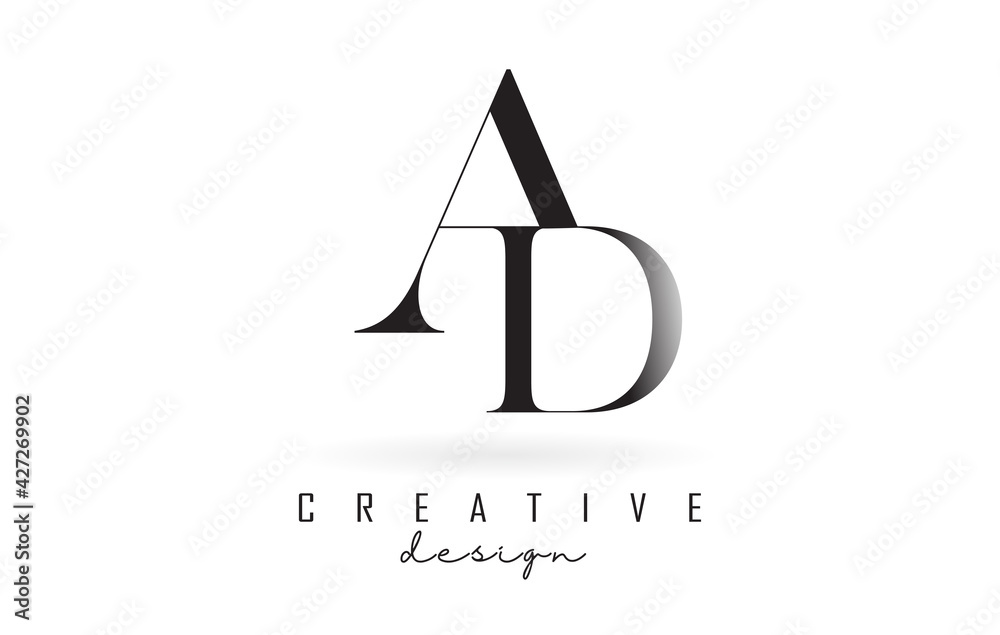 Fototapeta premium AD a d letter design logo logotype concept with serif font and elegant style vector illustration.