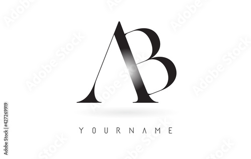 AB a b letter design logo logotype concept with serif font and elegant style vector illustration.