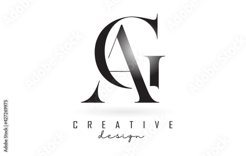 AG a g letter design logo logotype concept with serif font and elegant style vector illustration.