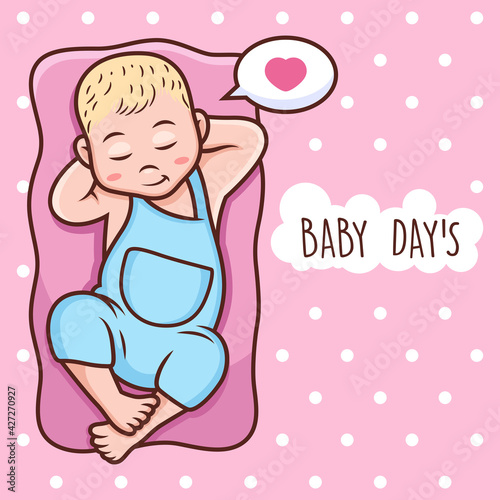 Baby Relax in Bed Cartoon. Vector Icon Illustration, Isolated on Premium Vector