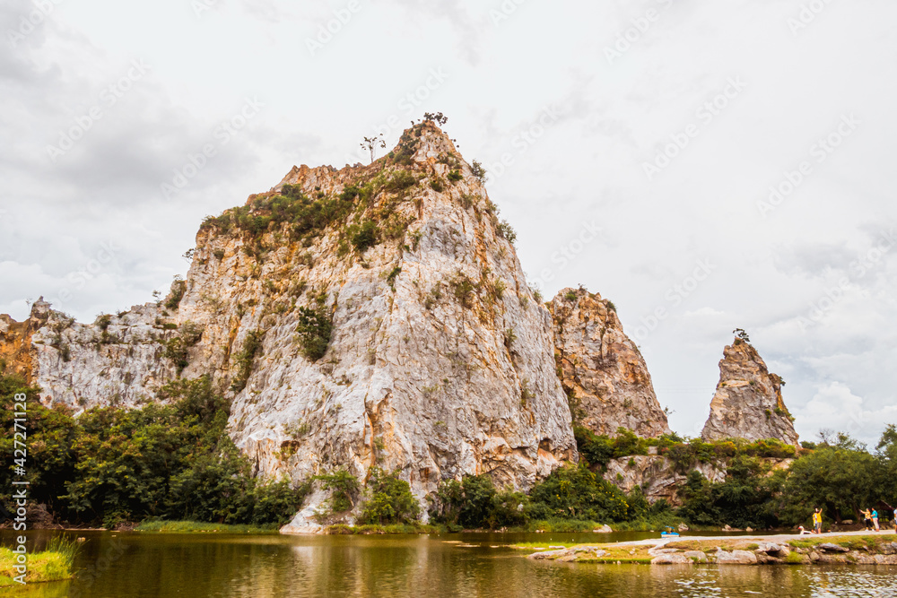 Clear river lake with rocks  mountains landscape