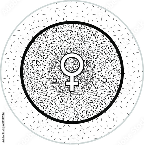 A fertilized human egg zygote with a gender female symbol.