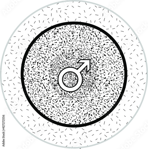 A fertilized human egg zygote with a gender male symbol.