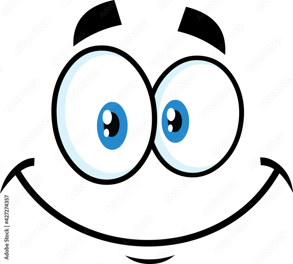 Smiling Cartoon Funny Face With Happy Expression. Vector Illustration Isolated On White Background Smiling Cartoon Funny Face With Happy Expression. Vector Illustration Isolated On White Background