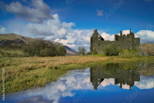 Castle Kilchurn with reflection at Loch Awe, Argyll and Bute, Scotland.