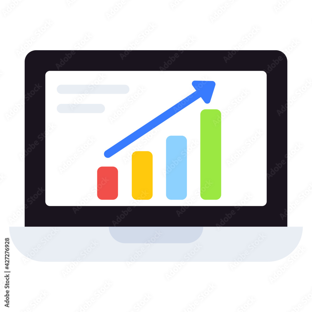 A flat design, icon of online graph A flat design, icon of online graph