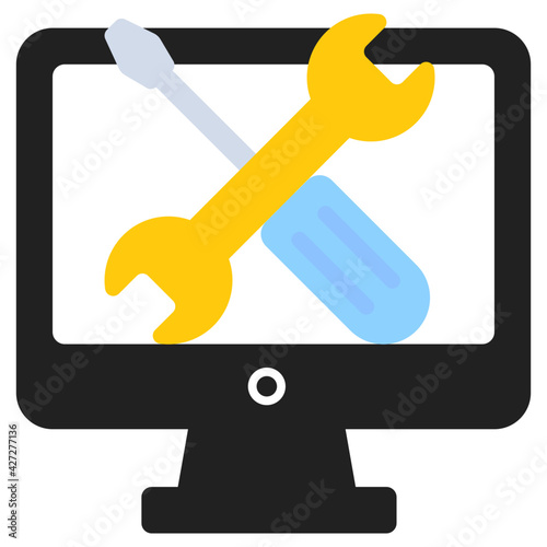 A flat design, icon of computer system setting