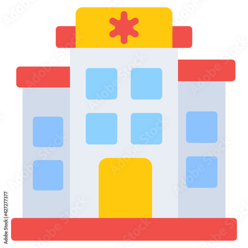 Hospital building flat icon design on white background