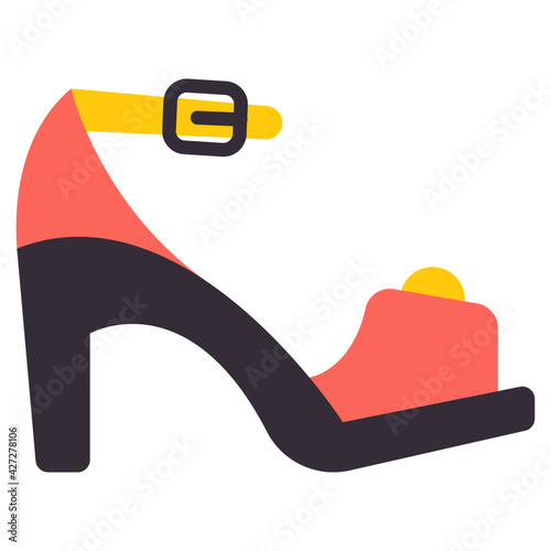 Adorable high heels, footwear icon in editable flat