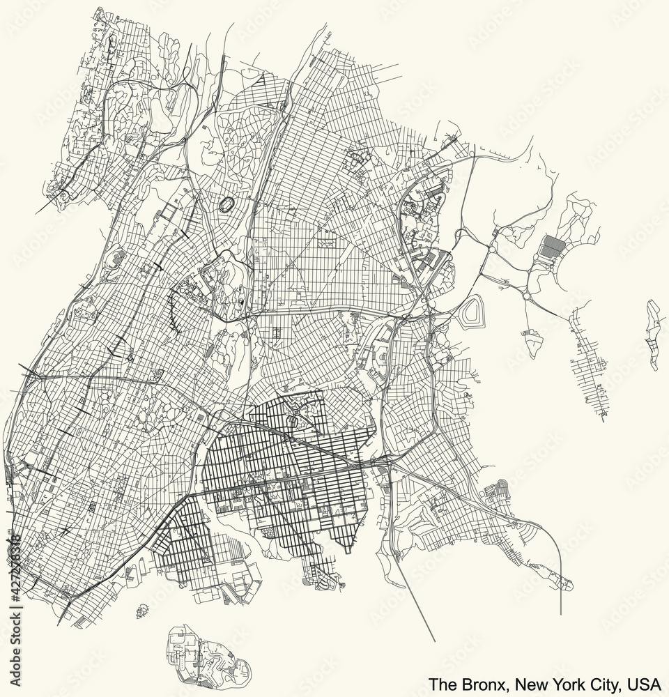 Φωτογραφία Black simple detailed street roads map on vintage beige background of the quarte