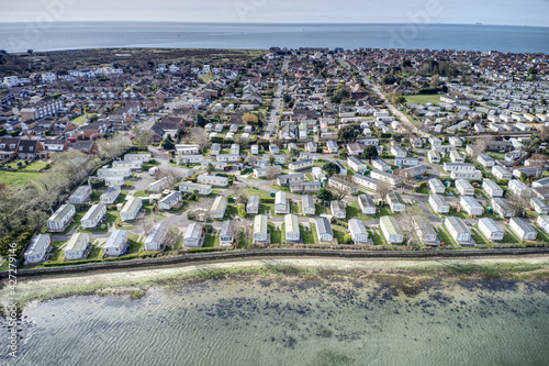 Aerial Image of the caravan holiday parks in the popular resort of Hayling Island which is very popular for vacations with families and children.