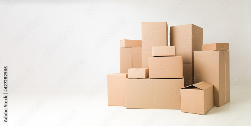pile of cardboard boxes - obrazy, fototapety, plakaty 
