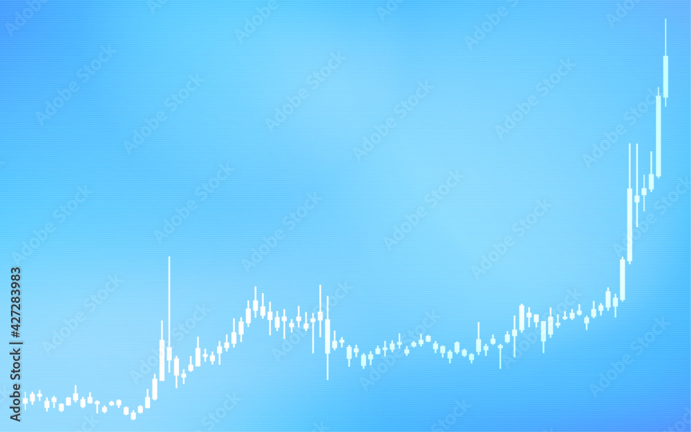 Obraz premium 株やFXや仮想通貨に使われるローソク足チャート、上昇、青背景