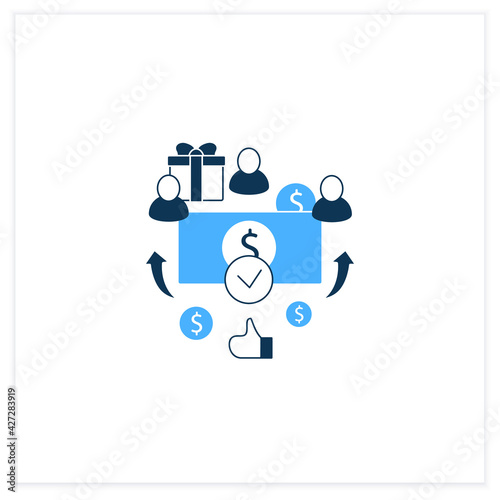 Universal payment flat icon. Lump sum people payment. Cash for everyone. Basic income concept. Vector illustration