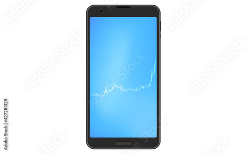 スマホの縦画面で見る株やFXや仮想通貨に使われるローソク足チャート、上昇