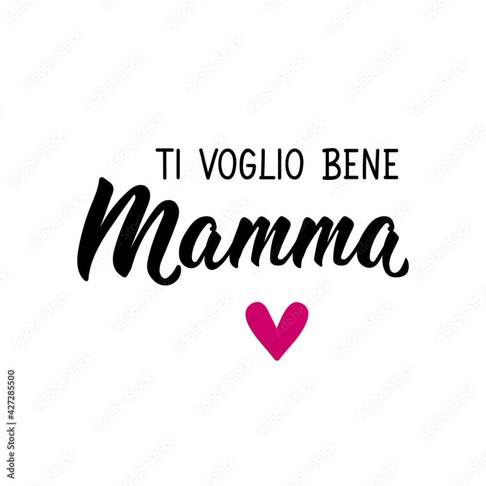 Translation from Italian: I love you mom. Vector illustration. Lettering. Ink illustration. Ti voglio bene Mamma Translation from Italian: I love you mom. Vector illustration. Lettering. Ink illustration. Ti voglio bene Mamma