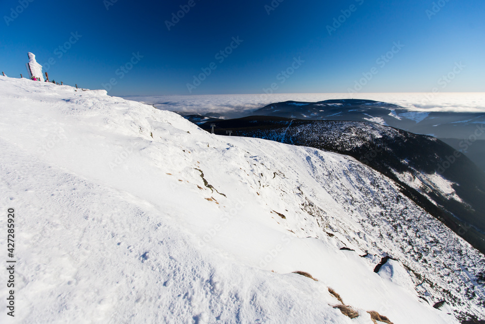 Obraz premium Karkonosze Krkonose from Sniezka Snezka, in winter.