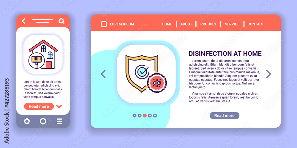 Desinfection at home web banner and mobile app kit. Health care. Outline vector illustration.