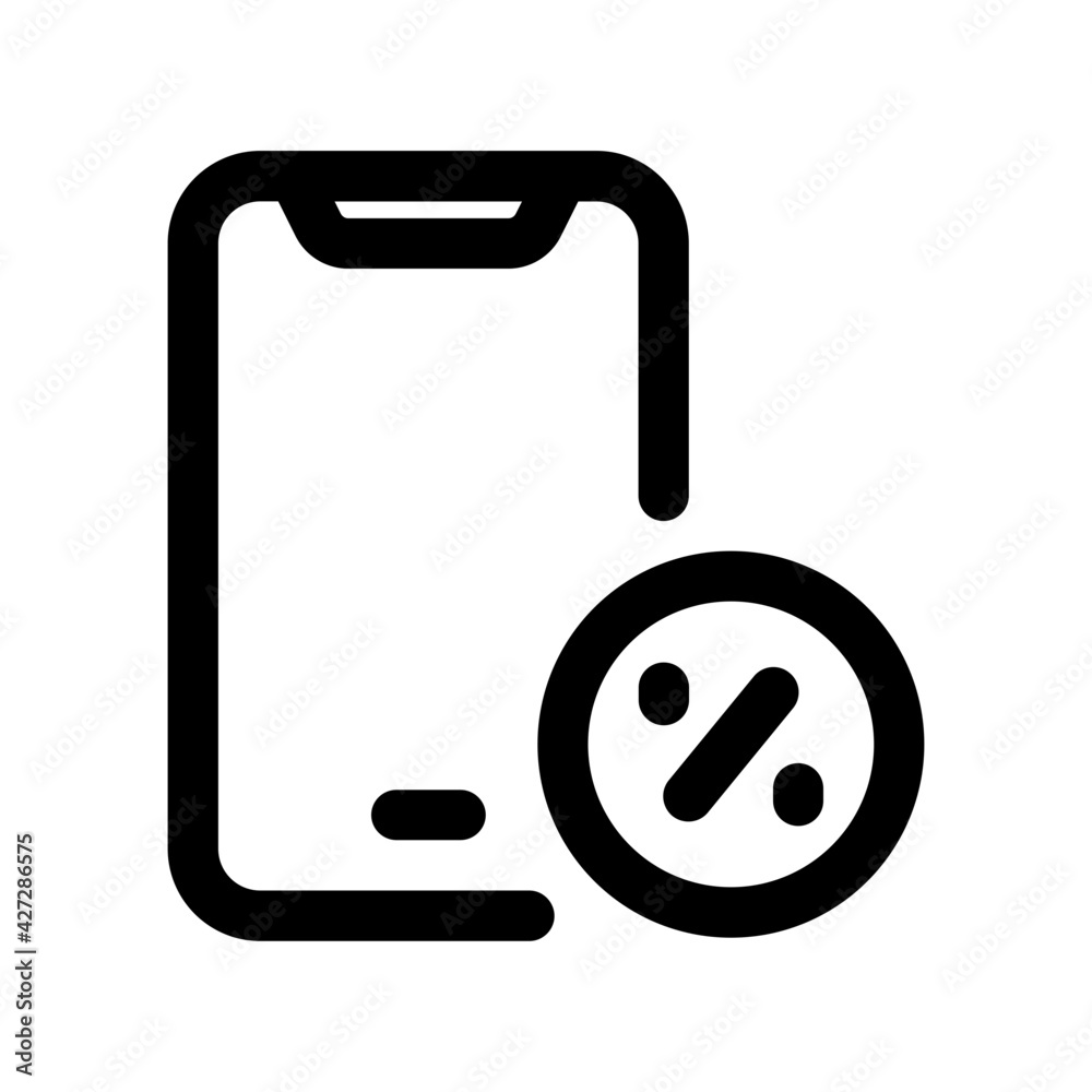 Smartphone and discount sign icon Smartphone and discount sign icon