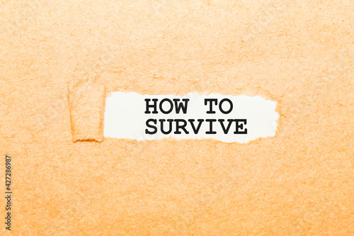 text HOW TO SURVIVE on a torn piece of paper, business concept