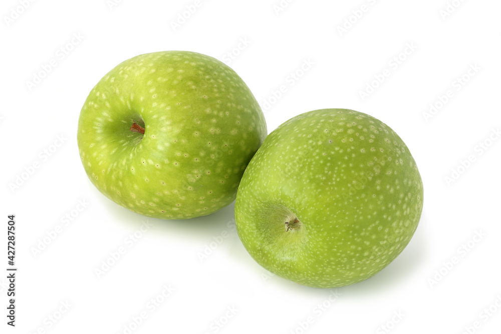 Two ripe green apples isolated on white Two ripe green apples isolated on white