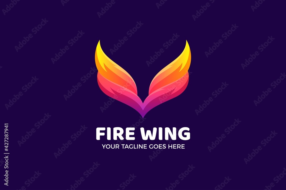 Fototapeta premium Fire Wing Gradient Luxury Logo Template