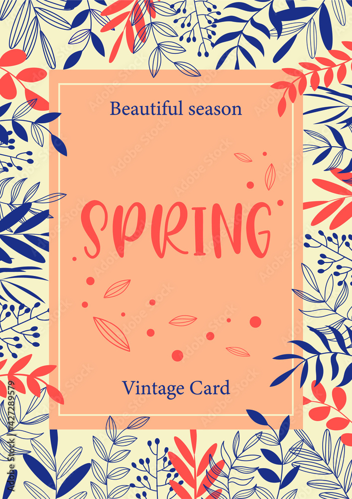 Vector illustration of a floral frame in spring for Wedding ...