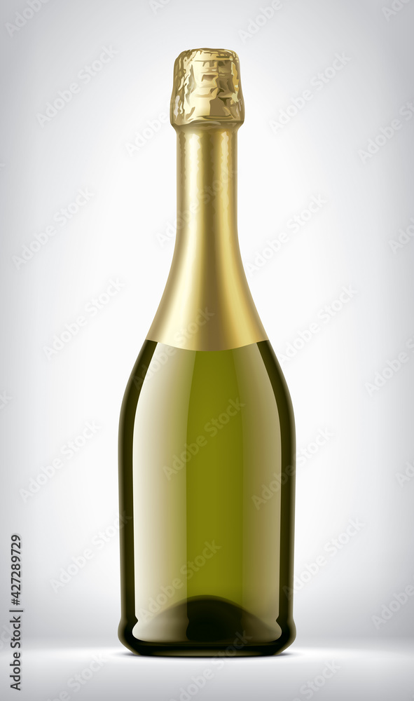 Color Glass Bottle on background with Gold Foil. Color Glass Bottle on background with Gold Foil.