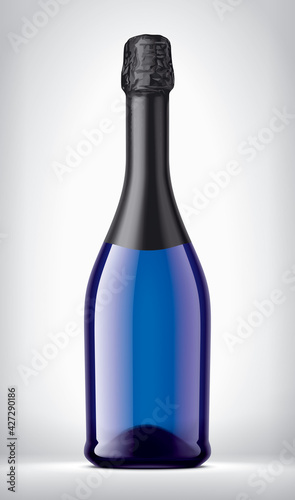 Color Glass Bottle on background with Black Foil. 