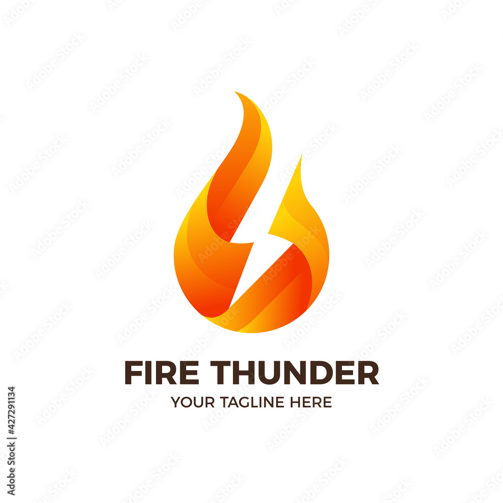 3D Fire Flame Lightning Thunder Logo Template 3D Fire Flame Lightning Thunder Logo Template